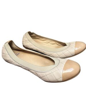 STUART WEITZMAN AUTH $299 Women's Beige Napa Leather Quilted Flat Shoes Sz 8